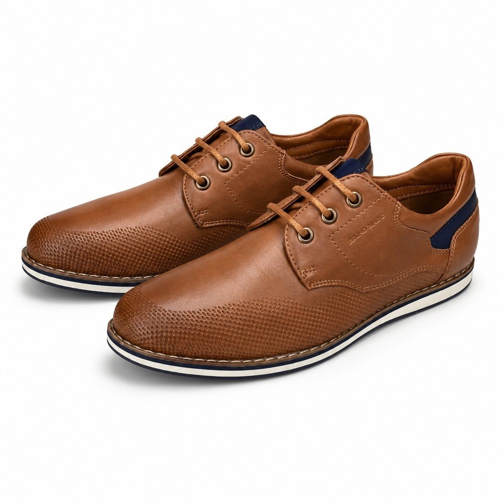 Bruno‎ Marc Oxford Shoes Boys Size 2 Brown Good Faux Leather Navy SBOX2332K
